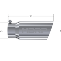 MBRP Universal Tip 5 OD Angled Single Walled 4 כניסת 12 אורך