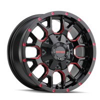 Mayhem 8015 Warrior 17x9 / 6x135 BP / -12mm Offset / 106mm Hub Black with Prism Red Wheel