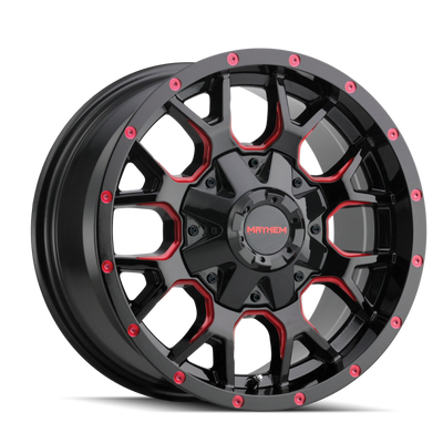 Mayhem 8015 Warrior 17x9 / 6x135 BP / -12mm Offset / 106mm Hub Black with Prism Red Wheel