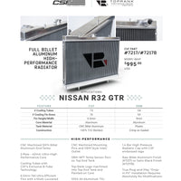 CSF R32 Nissan Skyline GT-R / GT-S Full Billet אלומיניום רדיאטור בעל ביצועים גבוהים - גימור גולמי