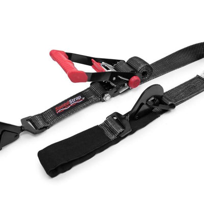 SpeedStrap 2 אינץ' x 8 רגל קשירה ראצ'ט עם ווי נצמד מעוותים ושילוב רצועת ציר - שחור