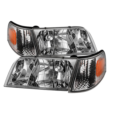 Xtune Crown Victoria 98-11 פנסי קריסטל עם סט אורות פינתיים Chrome HD-JH-CRVI98-SET-C