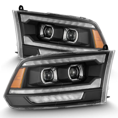 AlphaRex 09-18 Dodge Ram 2500 LUXX LED Proj פנסי Plank Style Blk w/Activ Light/Seq Signal/DRL