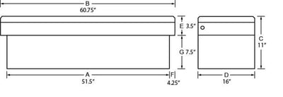טרייסמן אלומיניום אקונומי מיטה צולבת ארגז כלים למשאית נמוכה (60 אינץ') - שחור