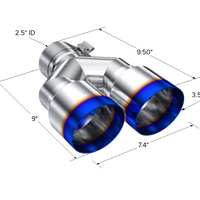 קצה קצה שרוף MBRP 2.5 ID, Dual 3.5 OD Out, 9.5 אורך, קיר יחיד 304 נירוסטה