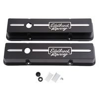 Edelbrock Valve Cover Racing Series שברולט 1959-1986 262-400 CI V8 Low Black