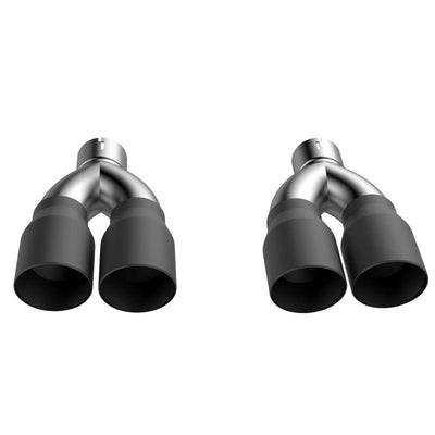 QTP 15-18 Dodge Challenger 5.7L 304SS Screamer Exhaust 3in Quad Tip מתאם עם טיפים שחורים