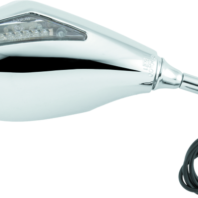 BikeMaster מראה אוניברסלית עם איתותים משולבים 10 מ"מ - זוג - כרום