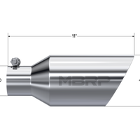 MBRP חוד אוניברסלי 4.5 OD כפול קירות מגולגל קצה 2.5 כניסת 12 אינץ' אורך - T304