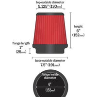 AEM Dryflow 6 אינץ'. X 6 אינץ'. מסנן אוויר מחודד עגול