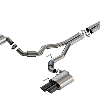 Borla 2024 Ford Mustang GT 5.0L V8 3 ב-S-Type Catback Non Active Exhaust- Black Chrome Quad Tip