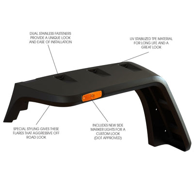 Rugged Ridge Hurricane Flat Fender Flare Kit 07-18 ג'יפ רנגלר