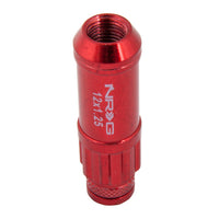 סדרת NRG 700 M12 X 1.25 אום פלדה עם סט כיסוי מכסה אבק 21 יחידות עם מנעולים ושקע נעילה - אדום