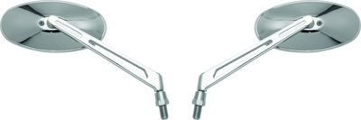 BikeMaster מראה אובלית זרוע מעובדת עם מתאמי 10 מ"מ/ים 10 מ"מ/HD - זוג - כרום