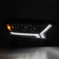 AlphaRex 19-21 Ford Ranger NOVA LED Proj פנס ​​Plnk Style Alpha Blk w/Activ Light/Seq Signal/DRL