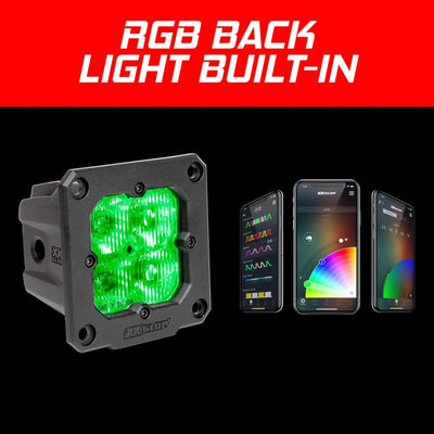 XK Glow Flush Mount XKchrome 20w קוביית LED עם אור RGB הדגשה - אלומת נסיעה