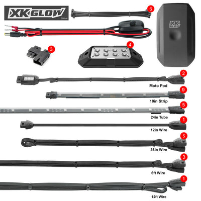 ערכת XK Glow LED Underglow Light עבור Polaris Slingshot XKCHROME בקר אפליקציה לסמארטפון (מתקדם)