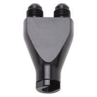 Russell Performance Billet Y-Block מתאם 3/8 אינץ' SAE Qick Disconnect (2) -6AN Male Flare Black