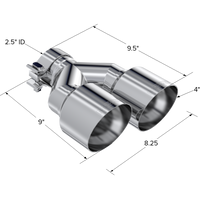 MBRP Universal T304 SS קצה כפול 4 אינץ' OD/2.5 אינץ' כניסה