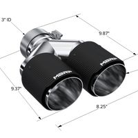 MBRP 3in ID / Dual 4in OD Out Staggered L 9.37in/R 9.87in Dual Wall Fiber Carbon Univ טיפ אגזוז