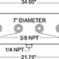 מיכל אוויר Firestone 5 ליטר 7 אינץ'. x 34 אינץ'. (6) 3/8 אינץ'. יציאות NPT 150 PSI Max - שחור (WR17609242)