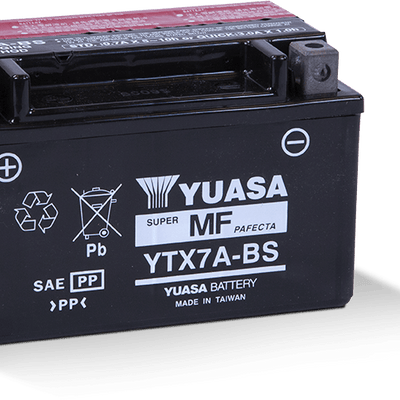Yuasa YTX7A-BS סוללת AGM 12 וולט ללא תחזוקה (הבקבוק מסופק)