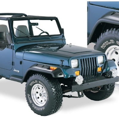 Bushwacker 87-95 Jeep Wrangler Cutout Style Flares חיתוך 4 יחידות אופציונלי לא Renegade - שחור