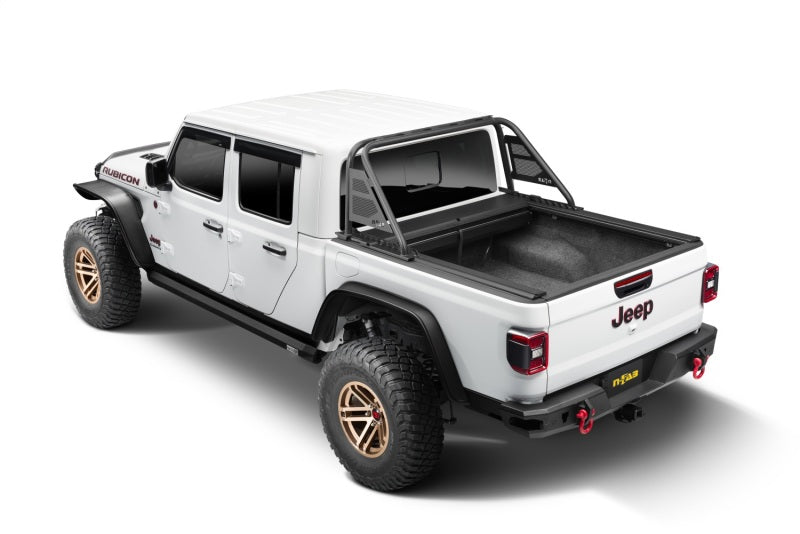 Rugged Ridge 20-22 Jeep Gladiator ללא Trail Rail Sys Armis Tonneau Cover with Max Track - Tex. Blk