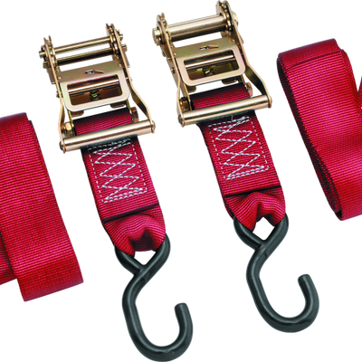 BikeMaster 2x84in Ratchet Tiedown Pair - אדום