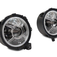 Raxiom 18-22 ג'יפ רנגלר JL/JT 9 אינץ' פנסי LED עם DRL ודיור הילה שחור (עדשה שקופה)