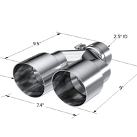MBRP Universal T304 SS Dual Tip 3.5in OD/2.5in inlet