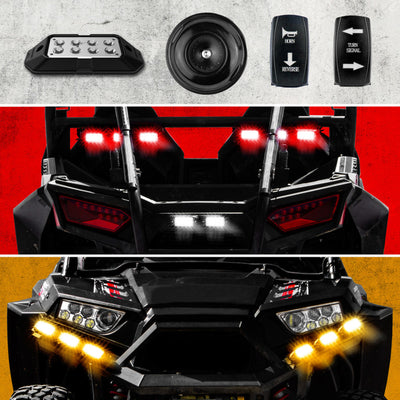 XK Glow ATV UTV Standard DOT Street Legal Signal/Corn Kit - 2 לבן 2 אדום 2 תרמילים אמבר