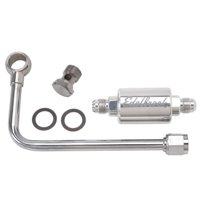 Edelbrock 3/8In קו דלק קשיח עם -6 אגוז B ומסנן מלוטש
