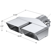 MBRP חוד אוניברסלי 8 אינקס 2.375 אינץ' מזהה מלבן 2.5 אינץ' כניסת OD באורך 8.25 אינץ' T304