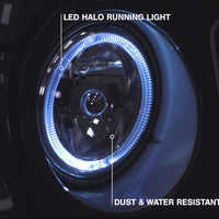 Raxiom 07-18 ג'יפ רנגלר JK LED Halo פנסים- בית כרום (עדשה שקופה)