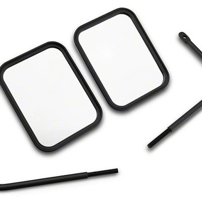 ג'יפ מורשה רשמי 66-18 CJ5/ CJ7/Wrangler YJ/ TJ/JK Adv Mirrors w/Jep Logo-Txt Blk חרוט