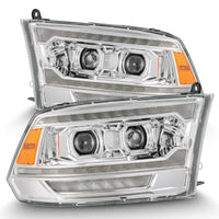 AlphaRex 09-18 Dodge Ram 2500 LUXX LED Proj פנסי Plank Style Chrm w/Activ Light/Seq Signal/DRL