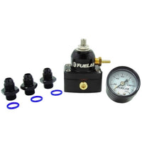 Fuelab 535 EFI Mini FPR מתכוונן 25-90 PSI (2) -6AN In (1) -6AN החזרה (3) -6AN ORB עם ערכת מדדים