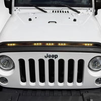 AVS 2007-2018 Jeep Wrangler JK Aeroskin Low Profile Hood Shield עם אורות - שחור