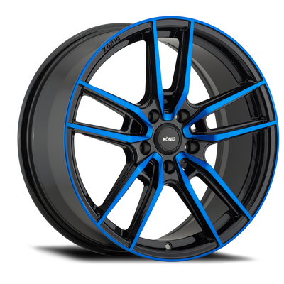 Konig Myth 19x8.5 5x114.3 ET40 שחור מבריק עם מעיל שקוף בגוון כחול