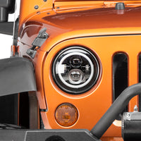 Raxiom 97-18 Jeep Wrangler TJ/JK Axial Halo Fronts with DRL Amber Signals- Blk Hsng (Clear Lens)