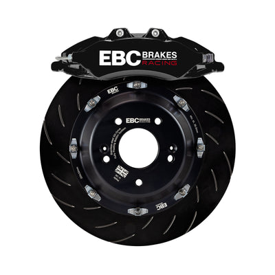 EBC Racing 17-21 Honda Civic Type-R (FK8) שחור אפולו-6 קליפרים 380 מ"מ רוטורים קדמיים גדולים בלמים