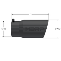 MBRP Universal Tip 6 OD Dual Wall Angled 5 כניסות 12 אורך - גימור שחור
