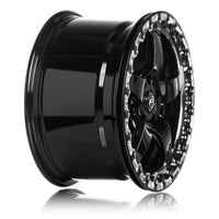 Forgestar D5 Beadlock 17x10 / 5x120 BP / ET45 / 7.3 אינץ' BS גלגל שחור מבריק