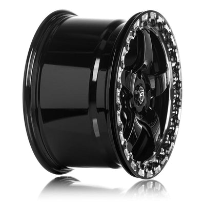 Forgestar D5 Beadlock 17x10 / 5x120 BP / ET45 / 7.3 אינץ' BS גלגל שחור מבריק