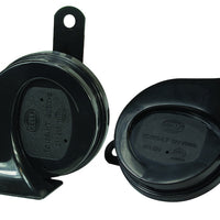 Hella ערכת צופר חצוצרה תאומים 12V אוניברסלי - שחור