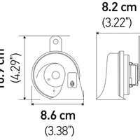 Hella ערכת צופר חצוצרה תאומים 12V אוניברסלי - שחור