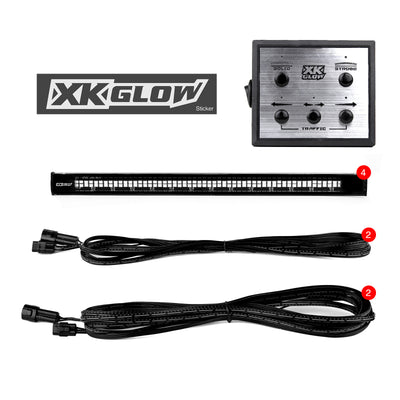 XK Glow Tube נורות Strobe עם מצבי תנועה נוריות אולטרה נוריות מרובות מצבים + קבוע דולק - כחול 4pc 12in