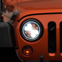 Raxiom 97-18 Jeep Wrangler TJ/JK Axial Spider LED פנס עם Amber DRL- Chrome Hsng (עדשה שקופה)