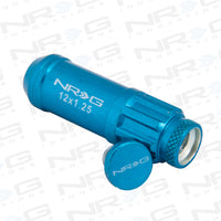 סדרת NRG 700 M12 X 1.25 אום פלדה עם סט כיסוי מכסה אבק 21 יחידות עם מנעולים ושקע נעילה - כחול